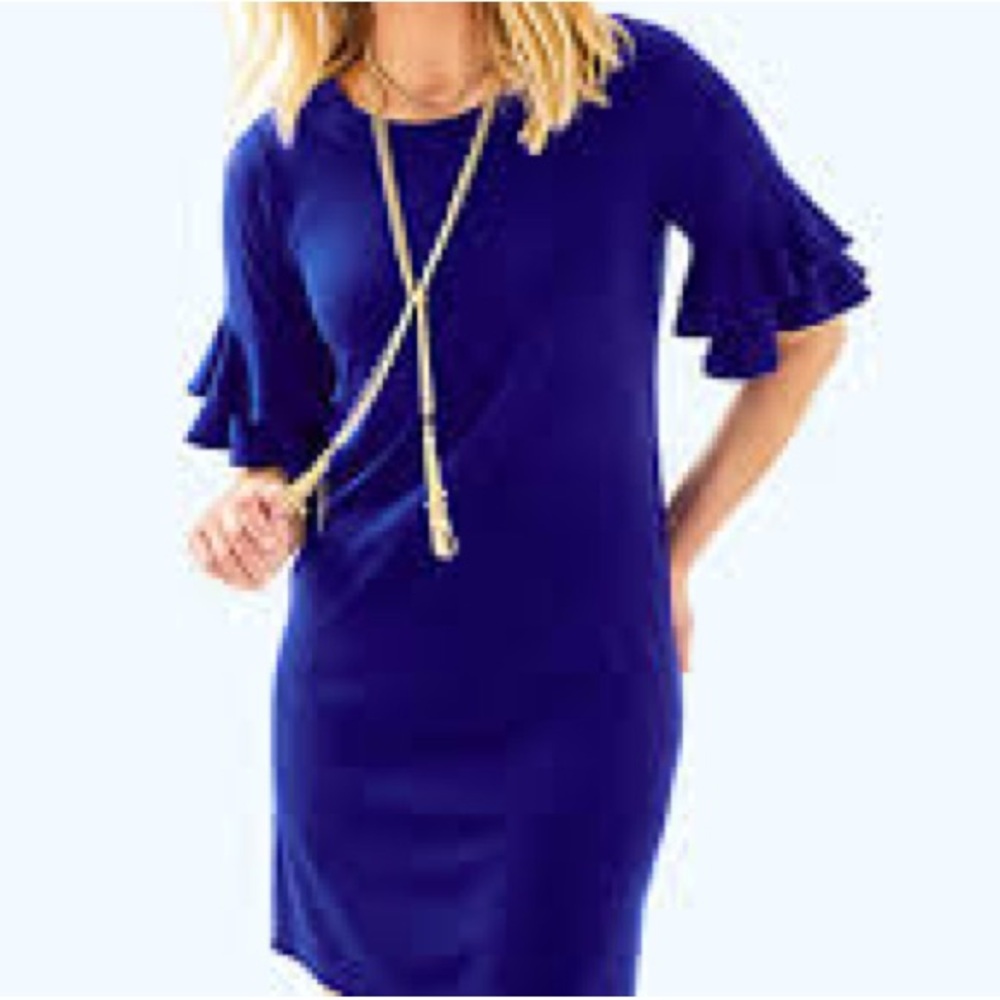 Lilly Pulitzer Royal Blue Ruffle Sleeve Dress